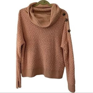 Full Circle Trends Rose Turtleneck Sweater w/Button Accents ‎  Sz XL
